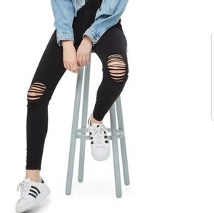 Topshop Jamie black ripped jeans 24P